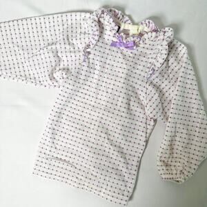Vintage 1980s Carters Purple Diamond Dotted Ruffle Balloon Sleeve Top Sz 4T
